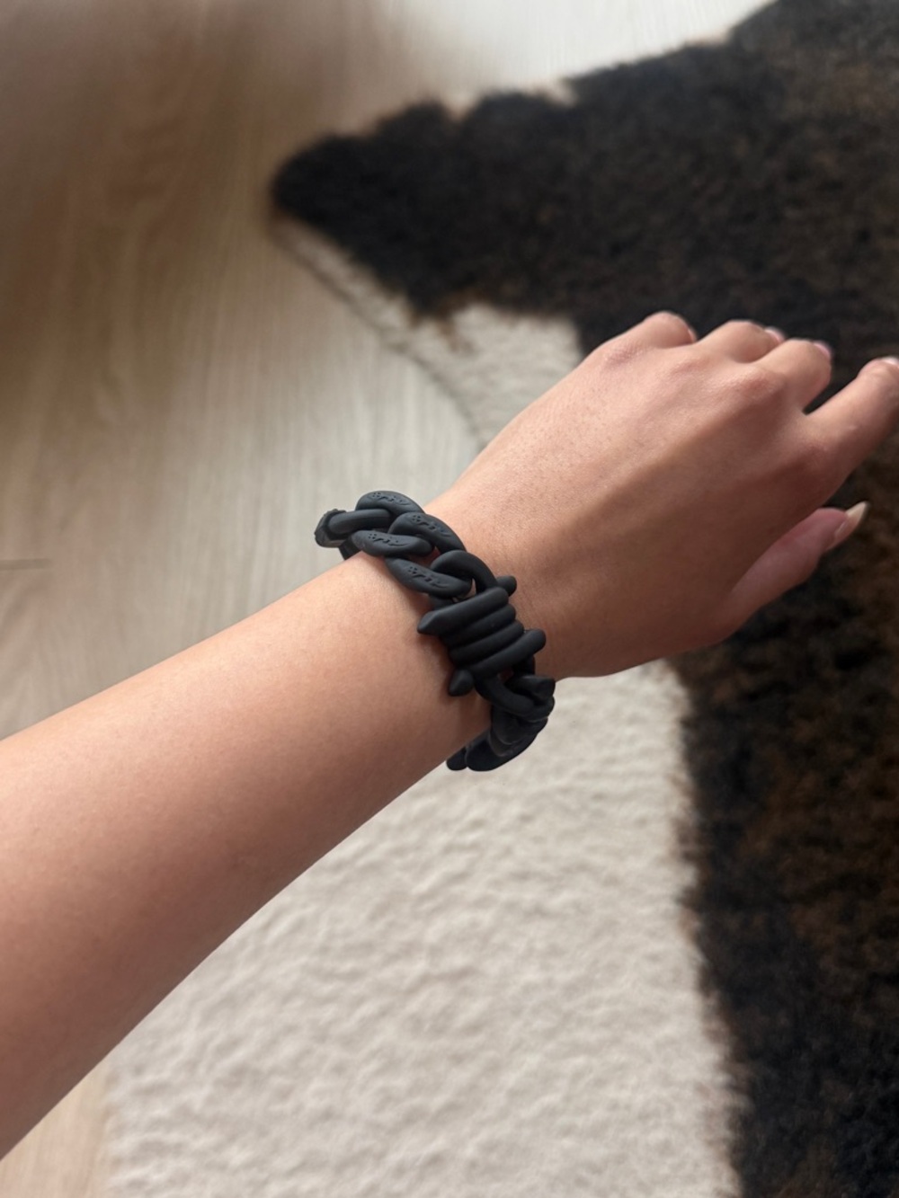 Spiked Matte Black Cuban Link Bracelet